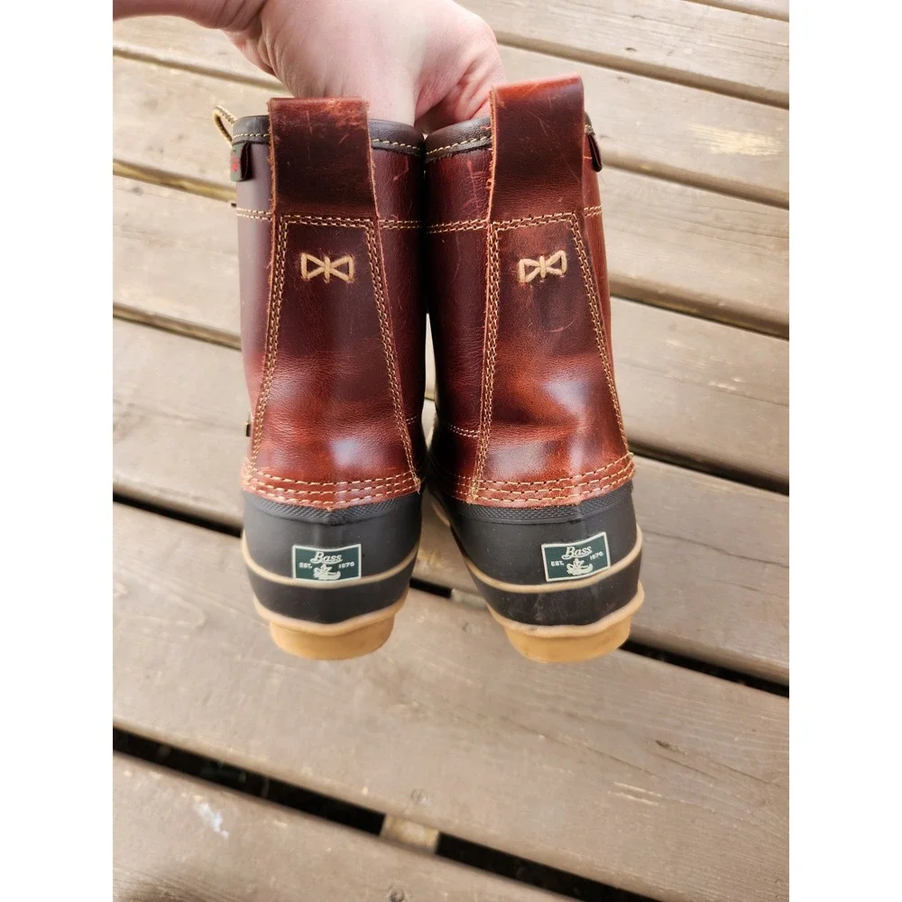 G.H. Bass Duclair Duck Boot Brown Leather Rubber Waterproof‎ Lace Up Women's 8M